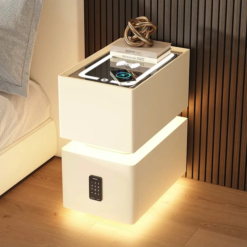 Mini Ultra-narrow Smart Bedside Table New Simple Wireless Charger Advanced Sense With Lock Bedroom Smart Bedside Table Cabinet