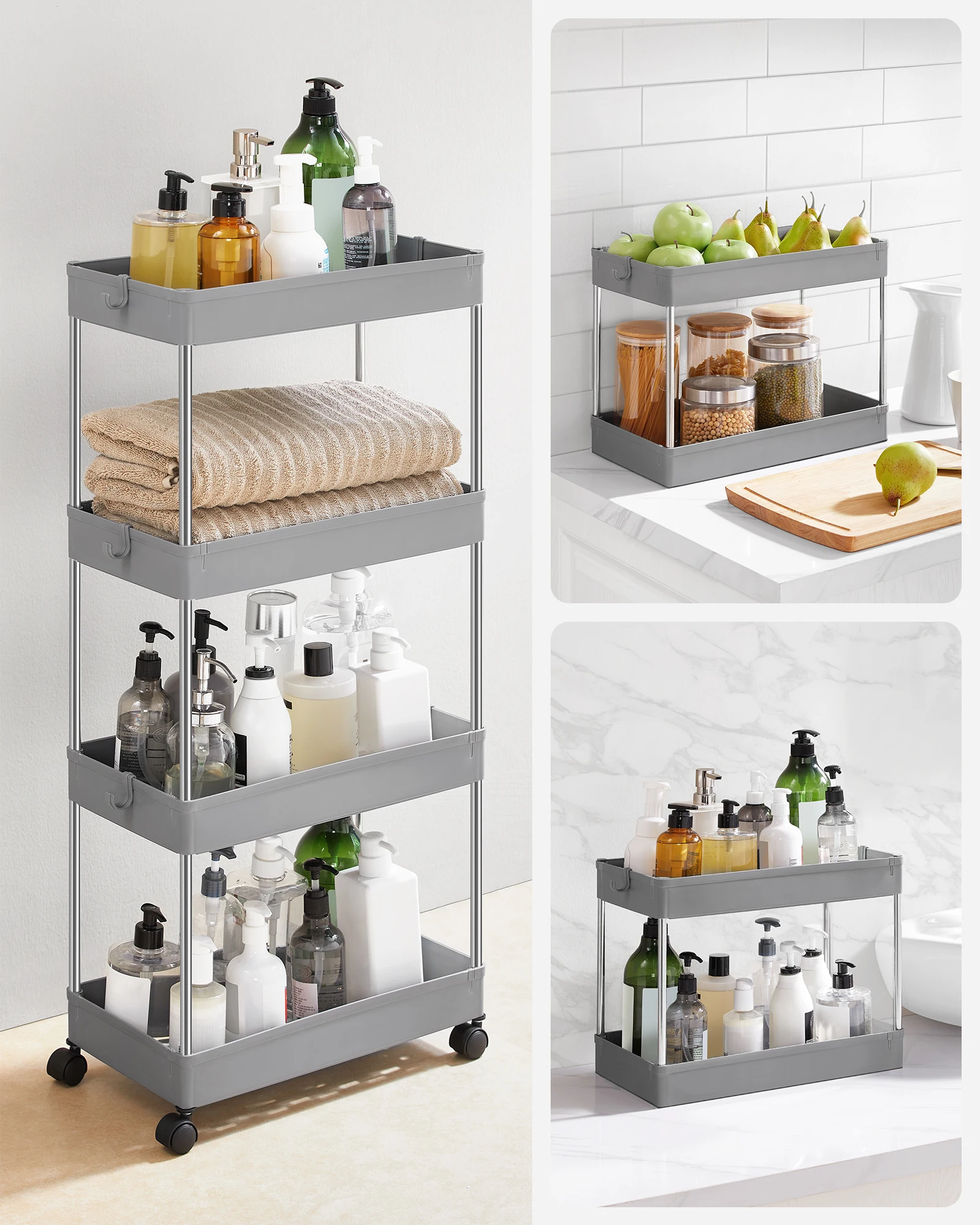SONGMICS Kitchen Storage Shelf Rack for Bathroom Kitchen Living Room ...