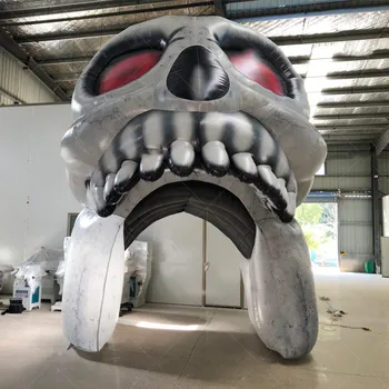 Outdoor Halloween decoration inflatable skull entrance archway inflatable human skeleton arch tunnel for event