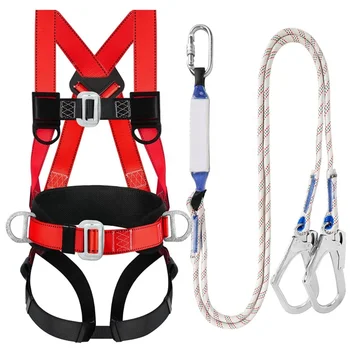 HN3006B European-style 5 attachment points safety belt full body harness for Aerial work double hook Lanyard with shock absorber