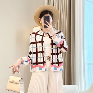 Miyake Women's Long-Sleeved Pleated Top for Spring Summer Fashionable All-Match Outer Sun-protective Clothing Slimming Coats