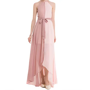 Custom High Quality Elegant Sleeveless Chiffon Asymmetric Floor-Length Dress for Summer Spring Office Lady Casual Wear