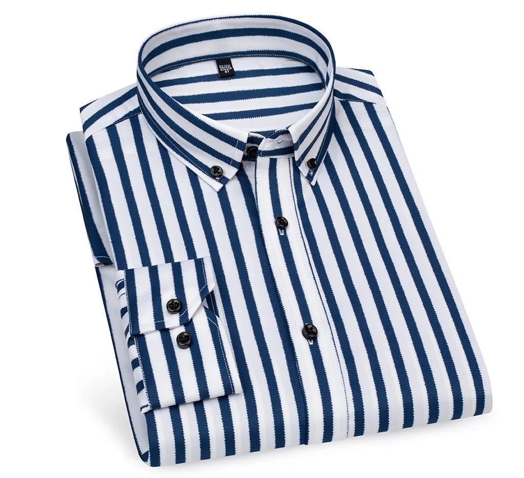 Men's Striped Shirt Ice Silk, Quick Dry Anti-wrinkle