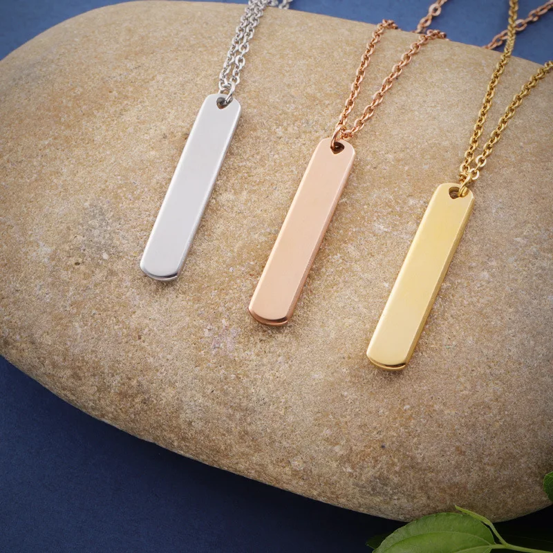 Gold Rectangle Bar Necklace