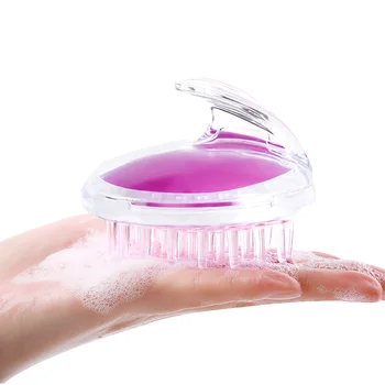 Transparent Plastic Soft Silicone Handheld Scalp Shampoo Head Hair Growth Brush Massager Comb Soft Round Hairbrush