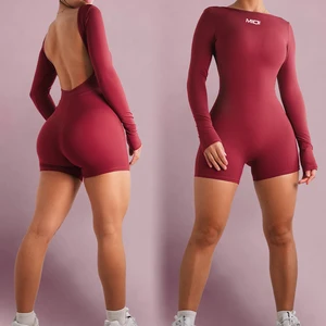 MIQI Custom Logo Butt Lifting Bodysuit Clothes Backless Quick Dry Workout Shorts Bodysuits Fitness Jumpsuits for Tall Girl