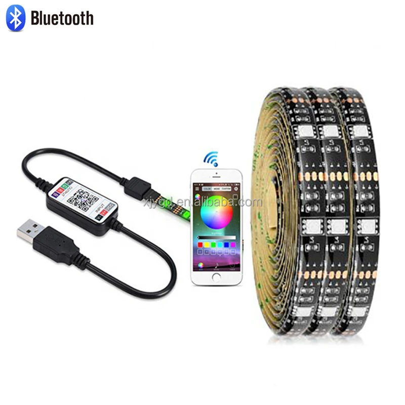 5M Wireless APP Intelligent Remote RGB LED Strip Lights DC 5V USB TV Back Light 5050 SMD Flexible Tape Led Ribbon
