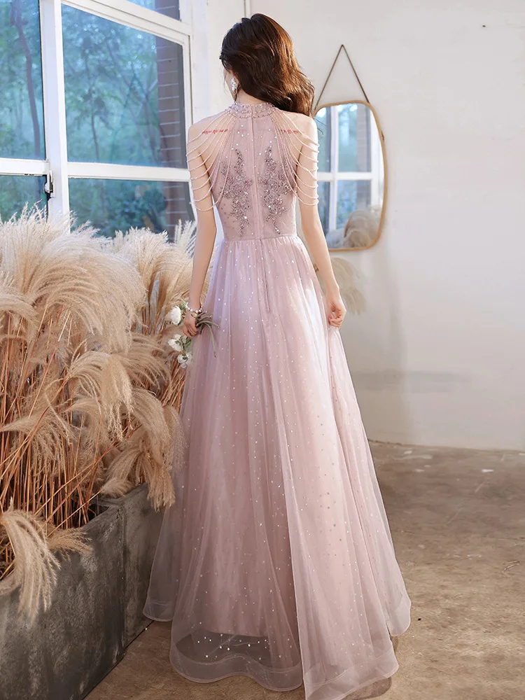 2023 Fancy Elegant Pink Evening Dress Birthday Party Bridesmaid Summer