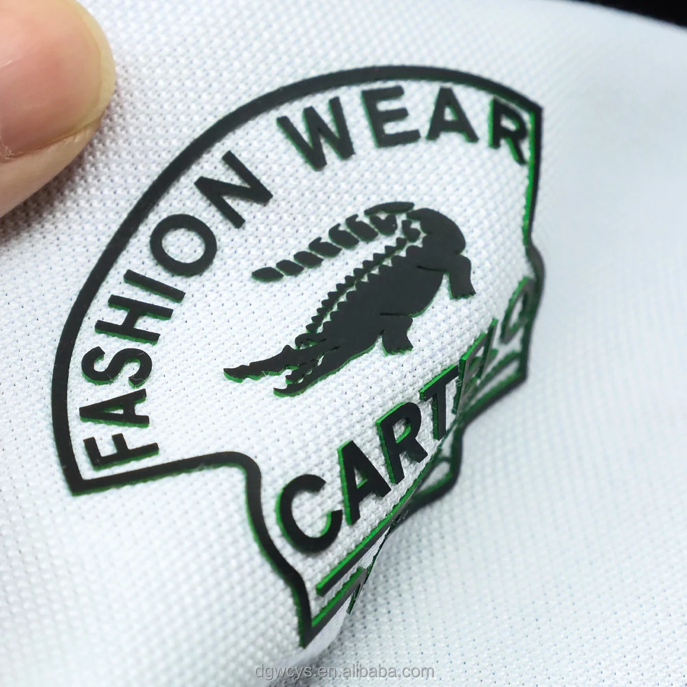 Factory Screen Print Garment Labels Maker Custom Rubber 3D Raised Logo Silicone Heat Transfer Stickers for T Shirt
