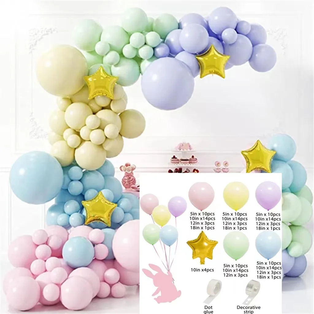 107pcs, Diy Pastel Rainbow Balloons Garland Kit, Birthday Decor