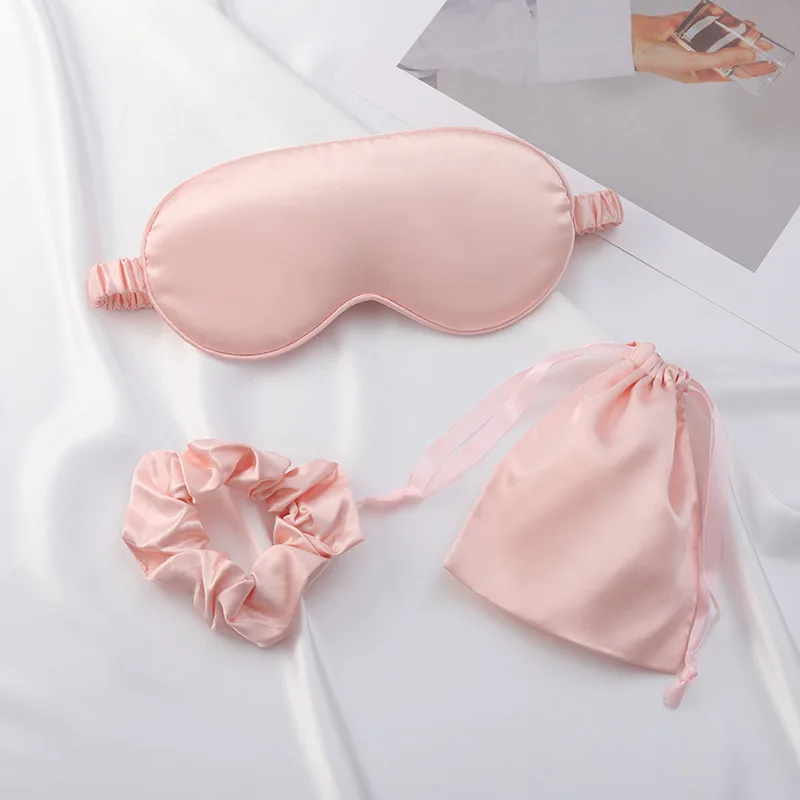 Luxury 3Pcs Scrunchie Eye Mask for Party Steam Korean Under Patch Silk Satin for Sleeping