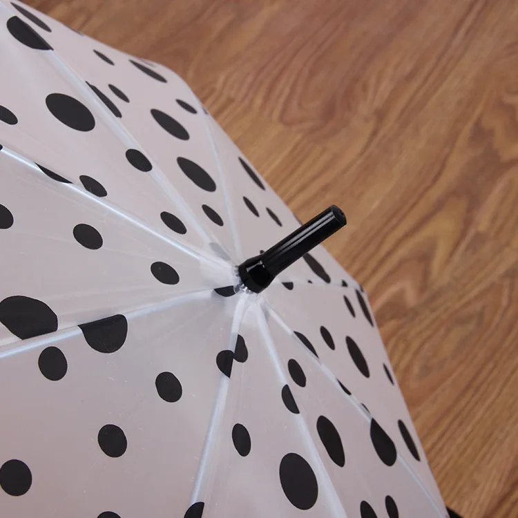 Hot sale cheap factory direct sale frosted dots custom logo printing promotion transparent straight umbrella