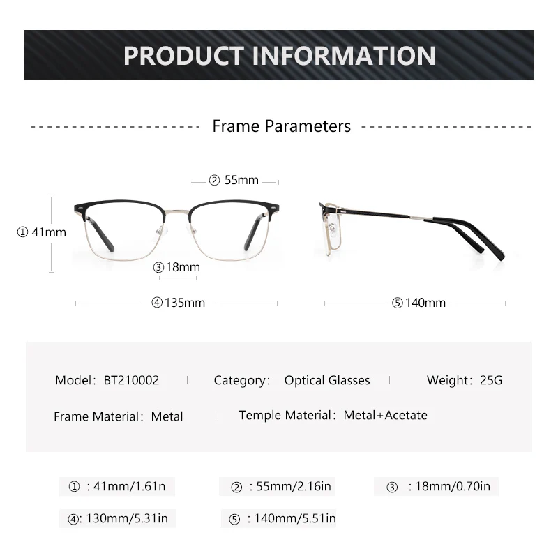 2023 New Trendy Fashionable Custom Logo Spectacle Optical Eyeglasses Metal Frames for  Men Prescription Glasses