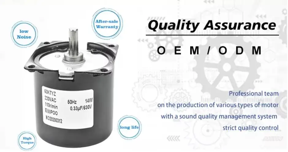 Quality First 60KTYZ 110V 2.5-110rpm AC Synchronous Motor Low Speed Single-Phase BBQ Curtain Metal Gear Reducer Quality AC Motor