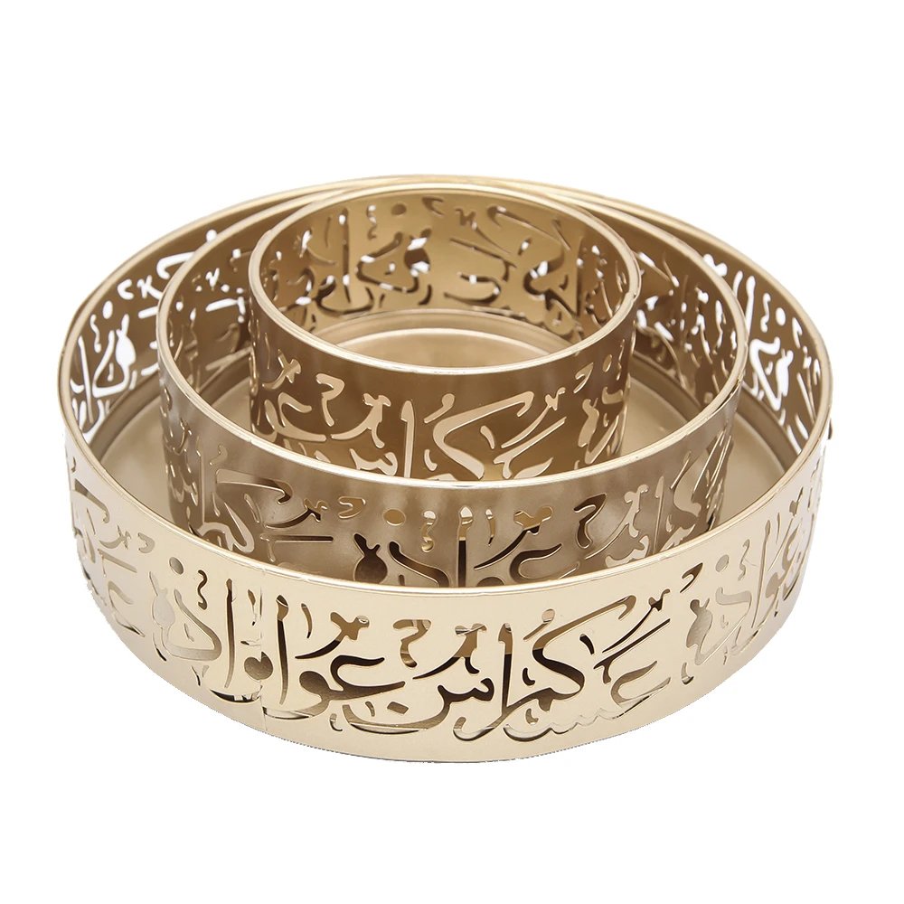 Espositore Per Torta A 2 Livelli Metal Eid Mubarak - Piatto Porta Cupcake E Dessert Islamico - Oro/Nero/Bianco Per Feste E Ramadan