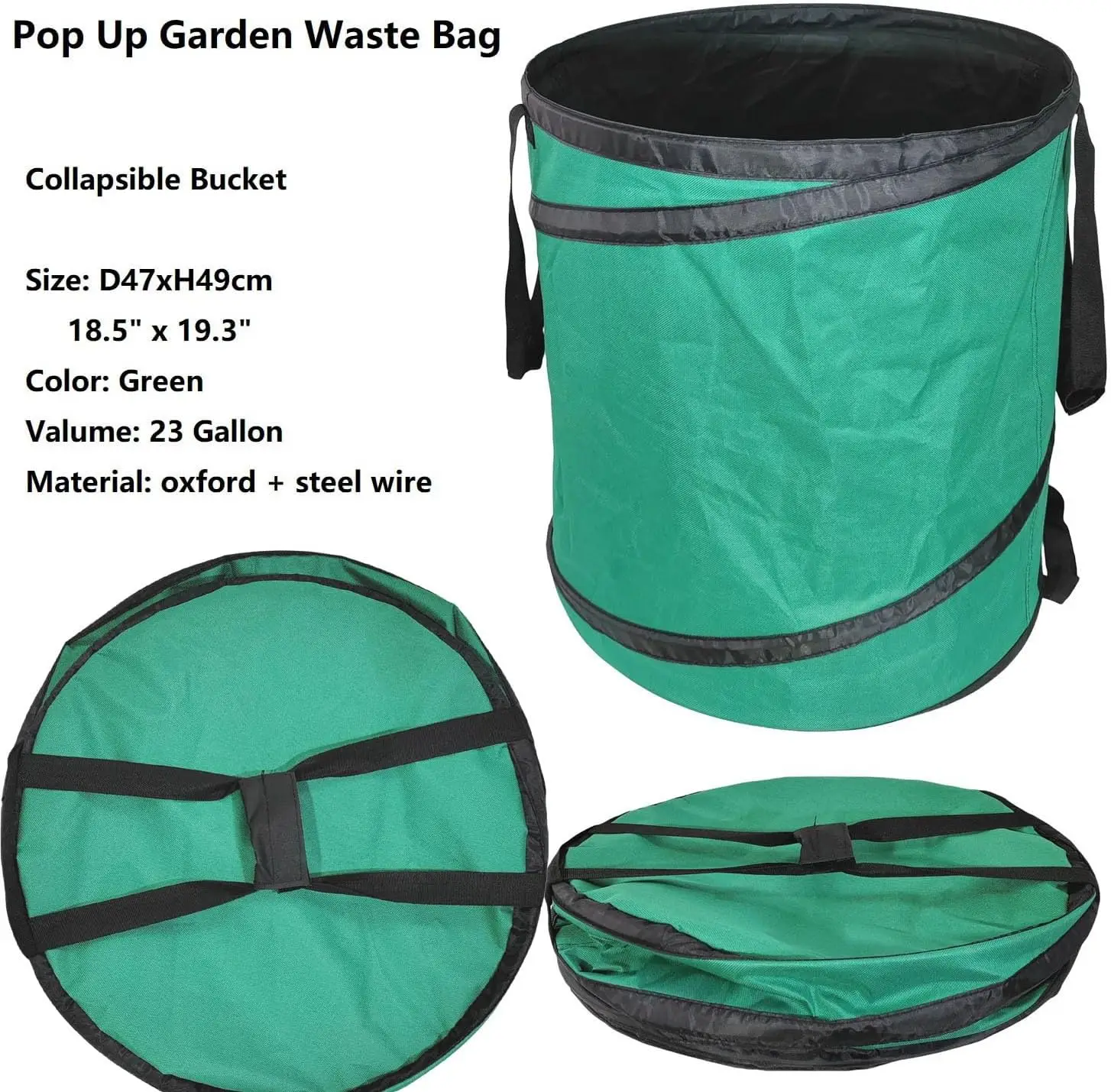 Pop Up Garden Bag 23 Gallon Reusable Gardening Waste Bag Collapsible Bucket Popup Spring Garden