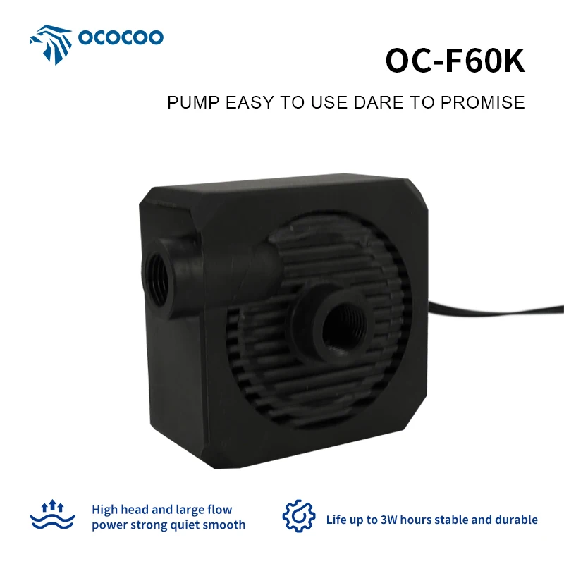 OCOCOO F60K 12V DC Computer Water Cooling Pump Low Pressure PC Manual Speed & Temperature Control OEM Customized Support