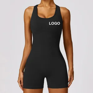 Custom Logo Seamless Hollow Out One-piece Yoga Wear Women's High Quality Sports the Best Gym Jumpsuit Fitness Bodysuits