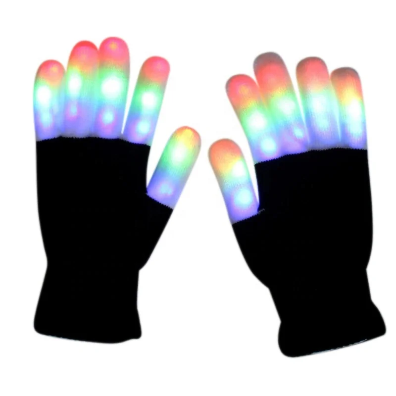 1 Pair LED Fingers Flashing Gloves Light Up Lighting Glow Xmas Dance Rave Party 