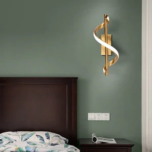 Wholesale Modern LED Wall Lamp Indoor Decorative Corridor Black Gold Minimalist LED Wall Light Sconce