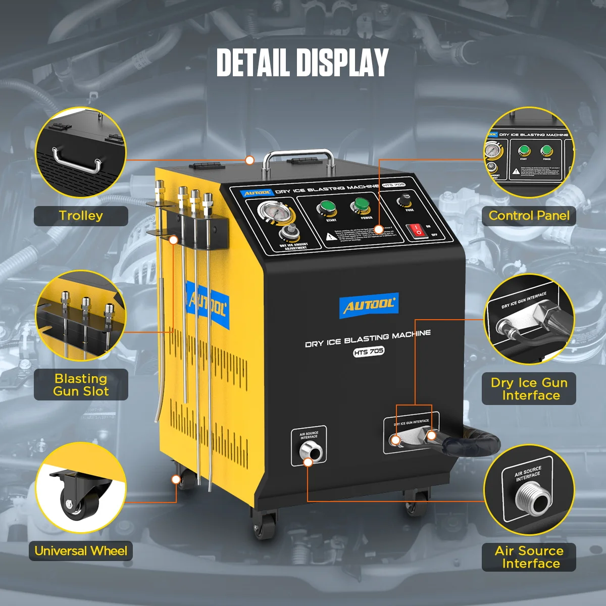 Wholesale AUTOOL HTS705 110V 220V Auto Car Dry Ice Blasting Cleaning Machine Blaster Carbon Cleaner