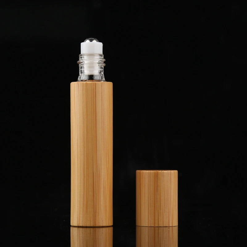 3ml 5ml 10ml Custom Bamboo Container Empty Essential Oils Roller Bottles Perfume Oil Roll on Glass Bottles With Roller Ball