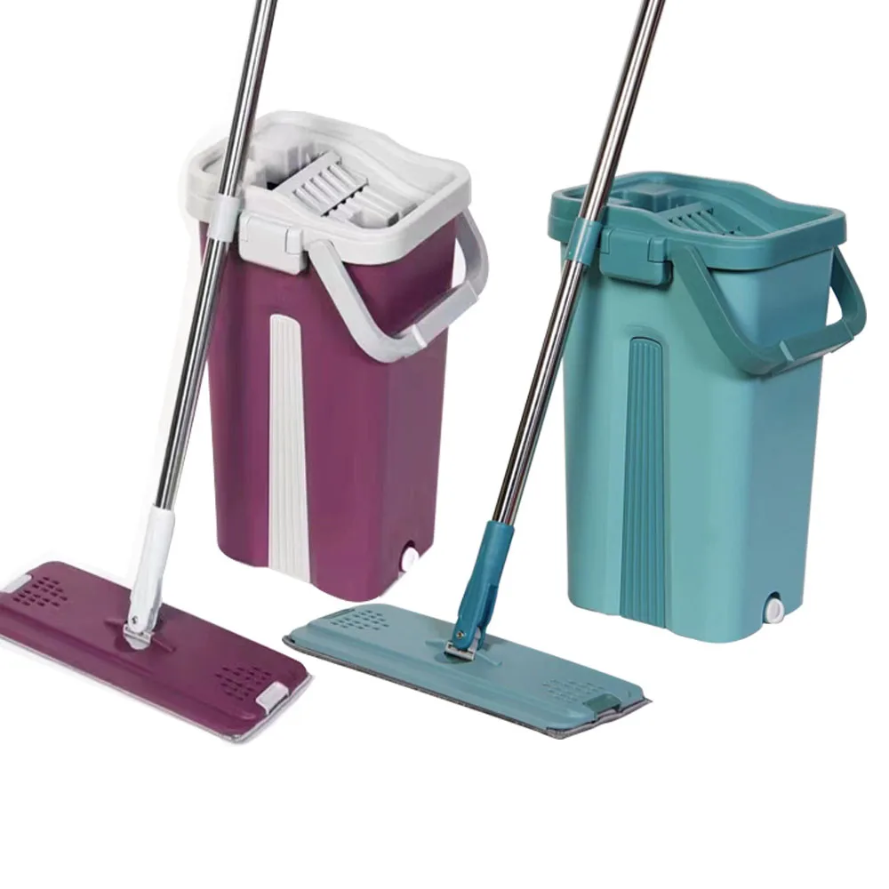 Швабра из микрофибры с ручкой нержавеющей стали моющиеся накладки плоская для влажной и сухой