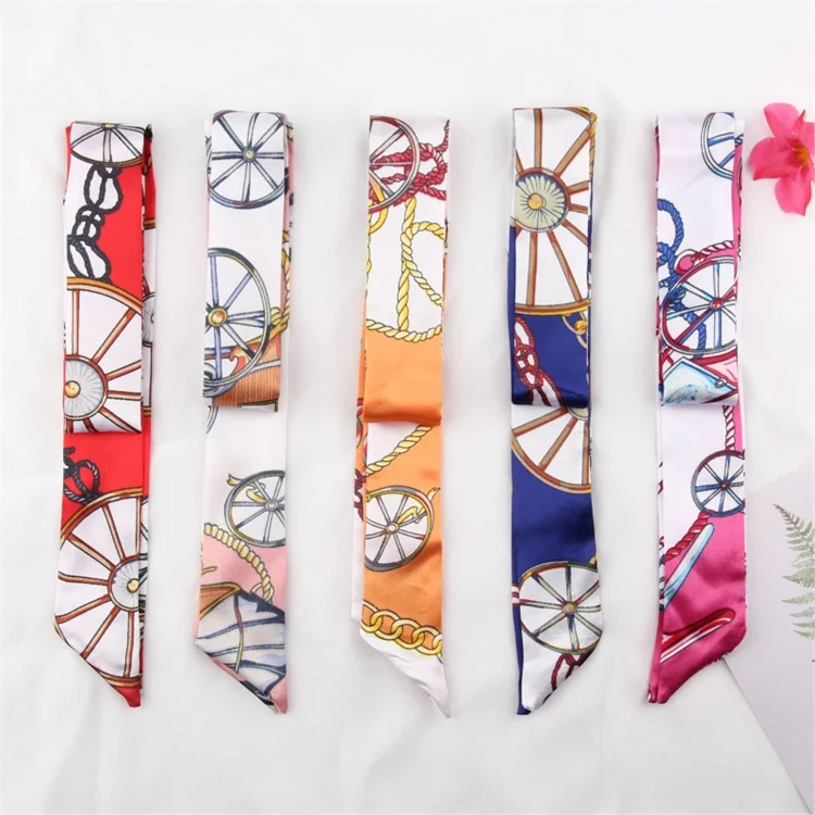 Custom Arts Photos Digital Printed Thin Bag Purse Scarf Silk Twill Skinny Scarf