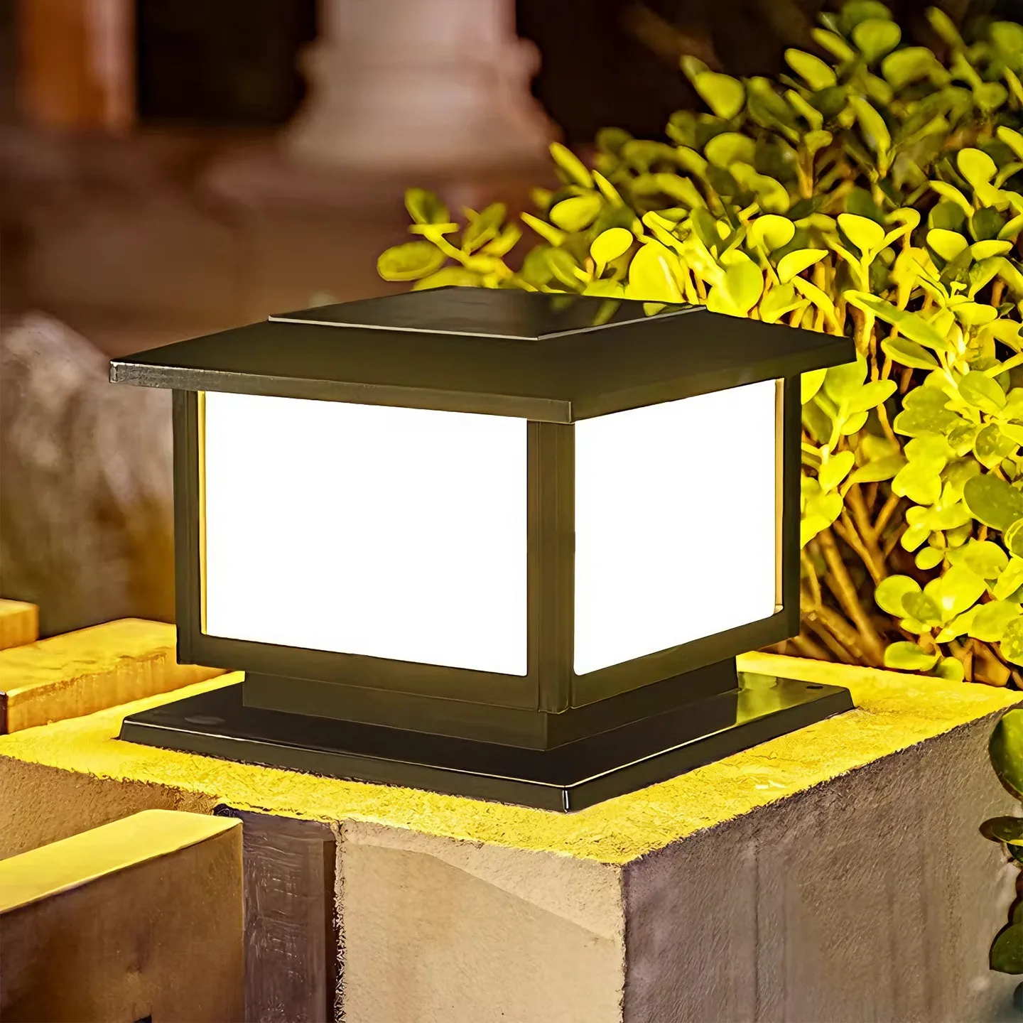 2023 Solar Powered IP33 Waterproof ABS Pillar Light Outdoor Courtyard Gate Fence Post Two-Piece Set for Villa