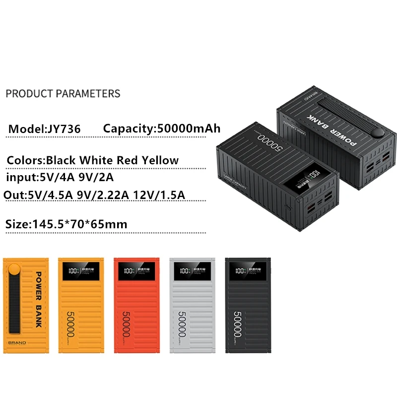 Power Bank 50000mah Fast Charging High Capacity USB C Output LCD Display 20W PD PowerBank Portable Outdoor Power Station
