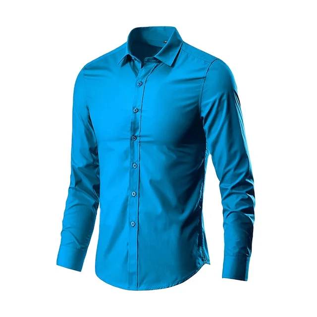 Business commute solid color classic long-sleeved shirt multi-color breathable comfortable not easy to pilling cs259
