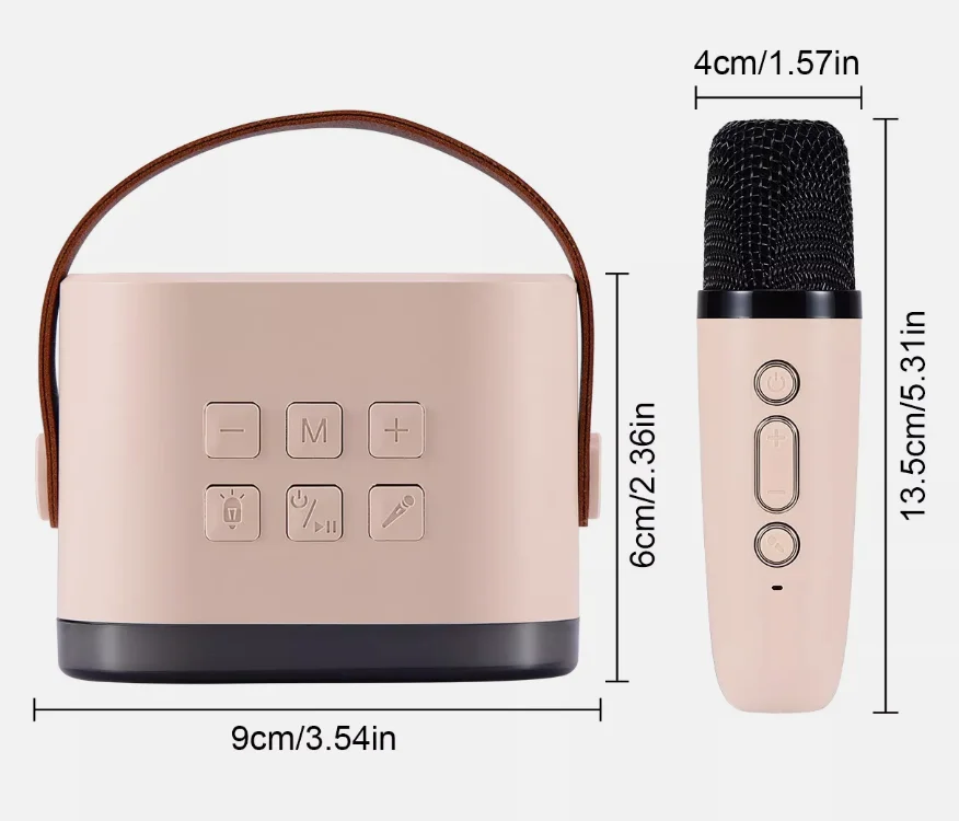 Mini Karaoke Machine Portable Wireless Bluetooth Speaker with Dual Microphones with color lights for Kids Adults