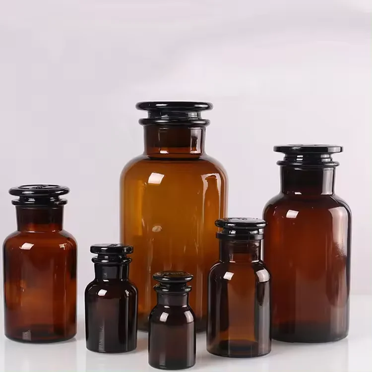 Amber Glass Reagent Bottle Laboratory Pharmacy Apothecary Jar With ...