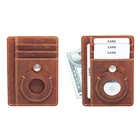 Holder Wallet Airtag Holder Hot Sale Crazy Horse Men's Wallet Thin RFID Blocking Slim Minimalist Anti Lost Card Holder Smart Leather Airtag Wallet