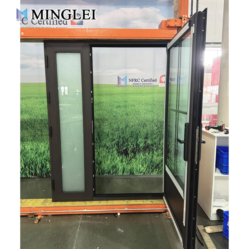 product nfrc certified opaque glass casement swing entry door custom grilles design aluminum energy saving exterior front door-2