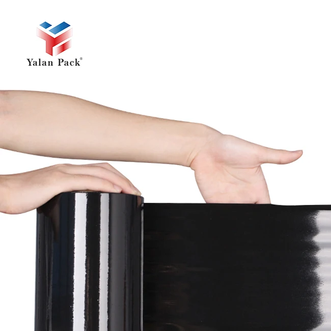 Black LLDPE Stretch Wrap Plastic Roll Moisture-Proof Soft Plastic Film for Pallet Packing Cheap Casting Processing