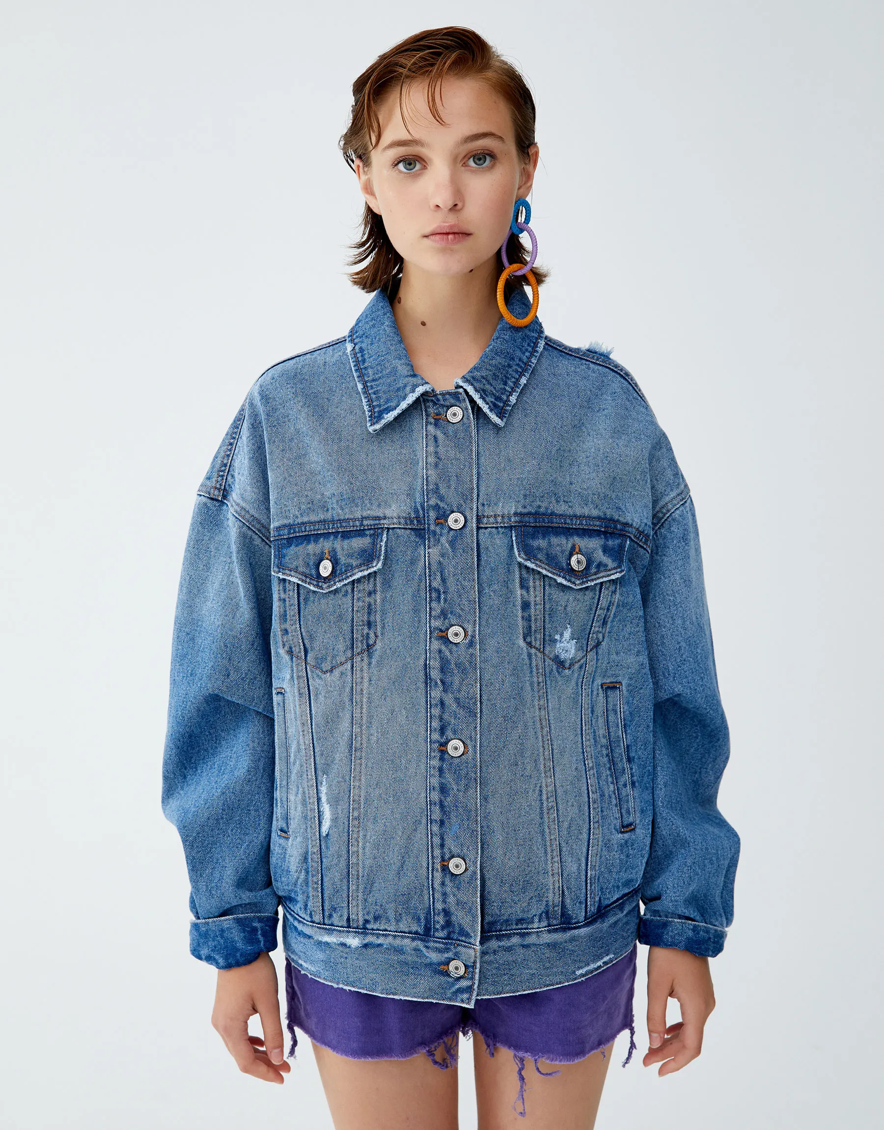 Tryounger Students Candy Color Denim Jacket