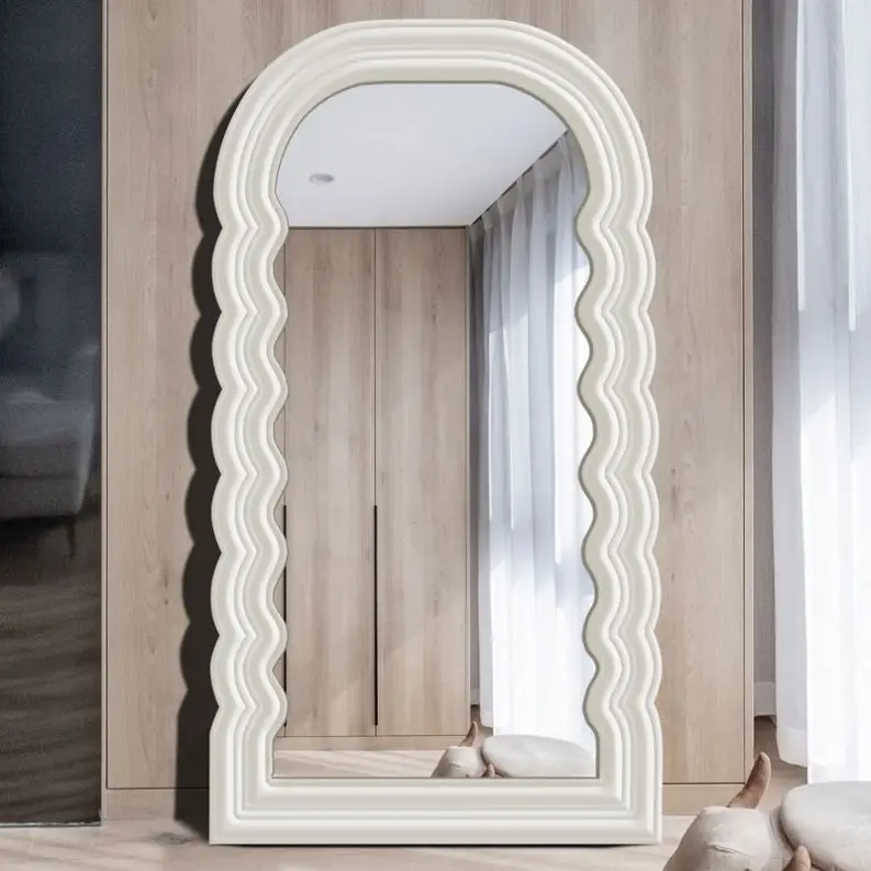 High Quality Thickened Modern Wave Full Body Illuminated Dressing Mirror Stand Custom for Bedroom Living Room Furniture Wall