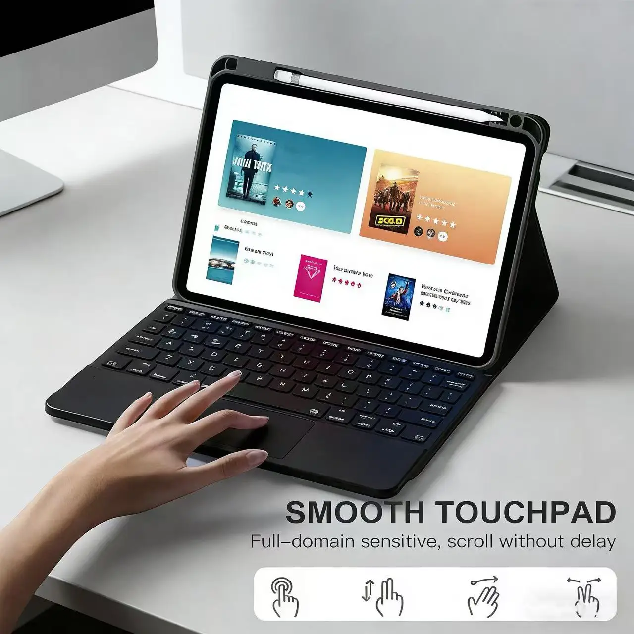 product customizable tpu folio keyboard case for ipad 109 inch  with multi touch trackpad and pen slot support-4