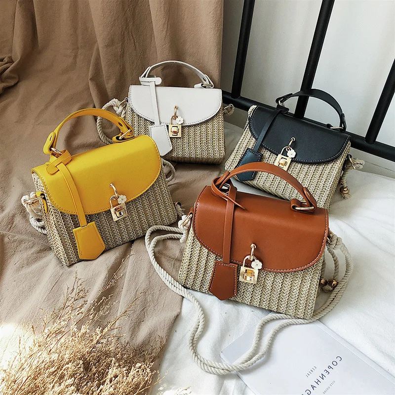 2021 New Arrivals Ladies Beach Woven Messenger Handbags Box Purses Fashion  Lady Hand Bags for Women