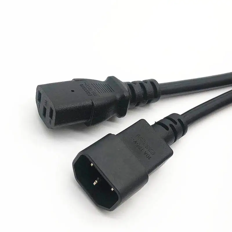C14 to C13 PDU Style Computer Power Extension Cable 1.5M / Black Computer Power Extension Cord 10A IEC-320-C14 to IEC-320-C13 supplier