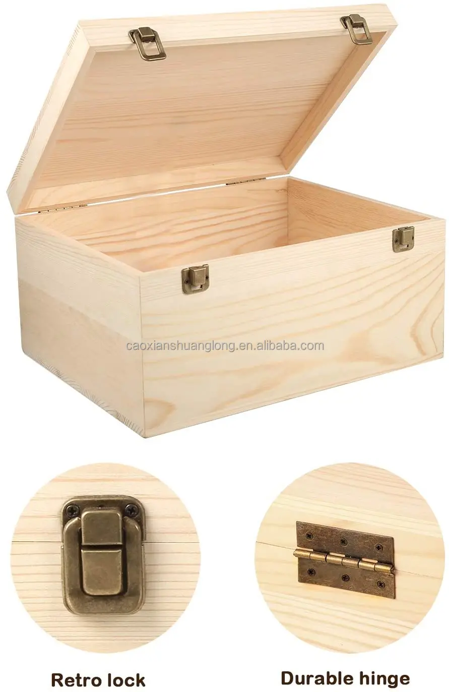 Extra Large Unfinished Wood Box 13 X 10 X 6.5 Inches Large Pine Wood