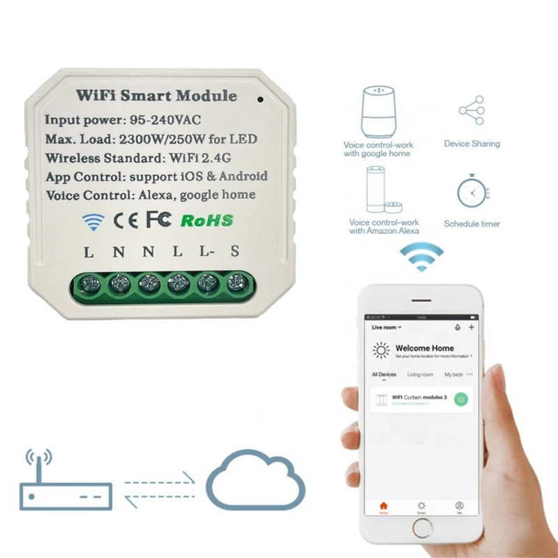Wifi Switch Module Smart Home Automation 2 Way Google Home Tuya App Voice Remote Control
