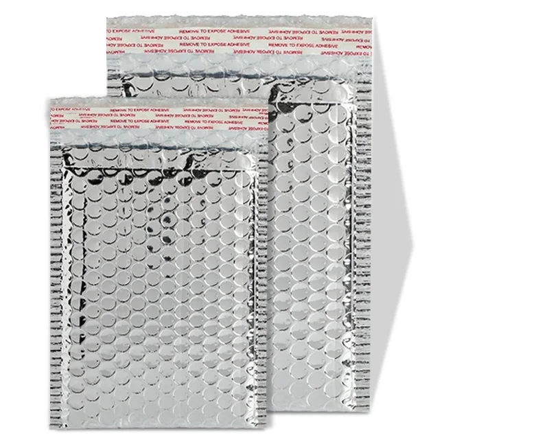 Shiny Laser Holographic Pink Bubble Envelope Mailers Poly Mailing Jewelry Packaging Bags Custom