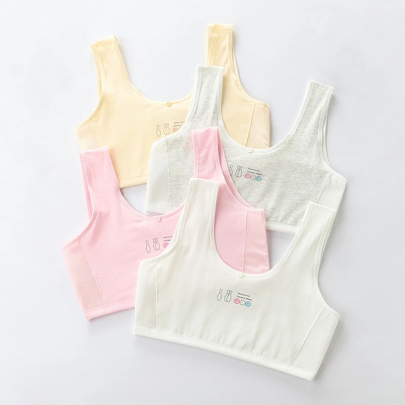 Explosive Models Simple Youthful Design First Phase Kids Bra Puberty Kids Comfort Breathable Tank Tops Bra for Teenage Girl