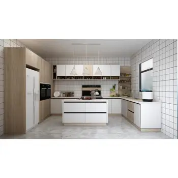 European Style Frameless Modern Kitchen Cabinets Solid Wood Kitchen Furniture