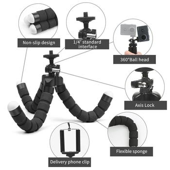 Kaliou Mini Flexible Portable Sponge Octopus Tripod Stand Phone Holder for Mobile Phone and Gopros Camera Accessory detail image