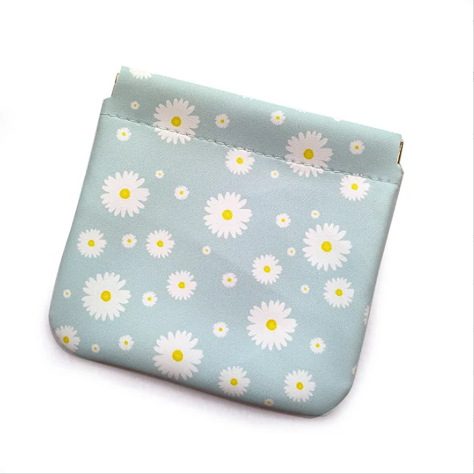 Custom Emboss Printing Squeeze Pu Leather Bag for Coin Jewelry Storage Closing Magnet Leather Jewelry Pouch