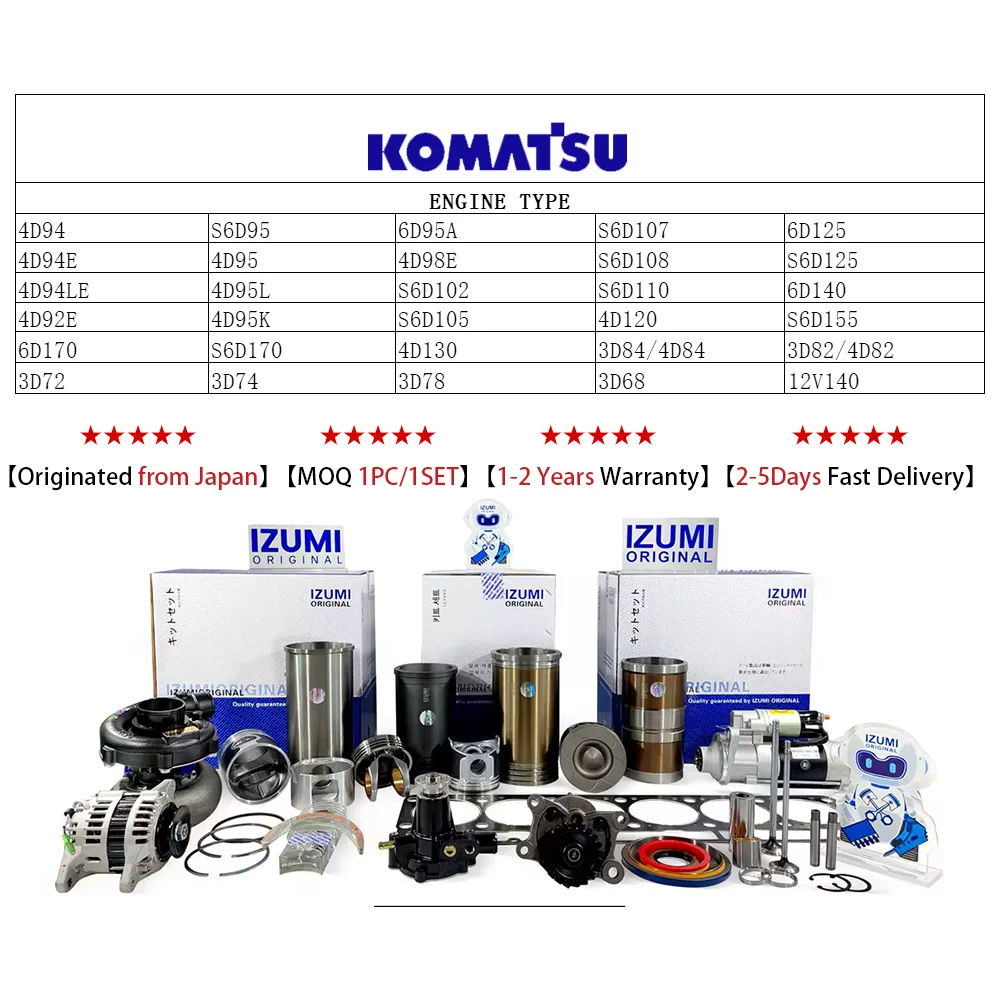 IZUMI ORIGINAL 6D114E -3 PC300-8 QSC8.3 Overhaul Rebuild Kit With Gasket Set Bearing For Cummins Engine Part supplier