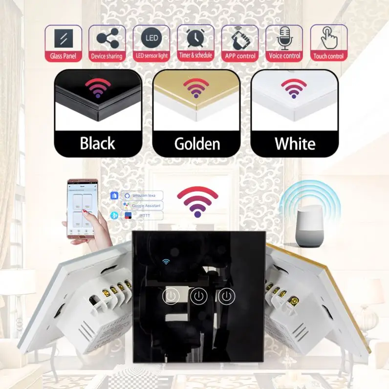 Самые популярные товары в ЕС переключатель Wi-Fi Smart настенный выключатель 3 Gang сенсорный выключатель смарт-инструменты для дома